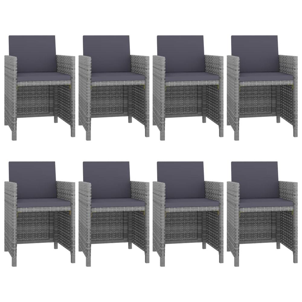 9 Piece Patio Dining Set with Cushions Poly Rattan Anthracite. Picture 1