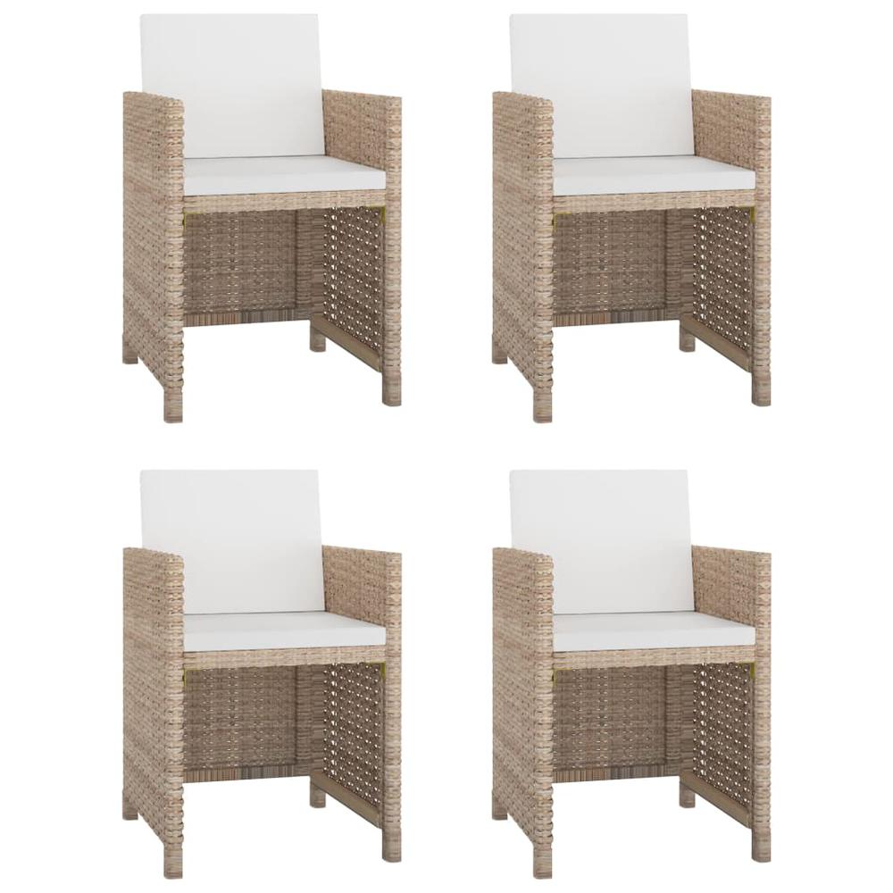 5 Piece Patio Dining Set with Cushions Poly Rattan Beige. Picture 1