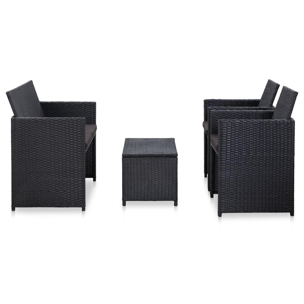 4 Piece Patio Lounge Set with Cushions Poly Rattan Black. Picture 2