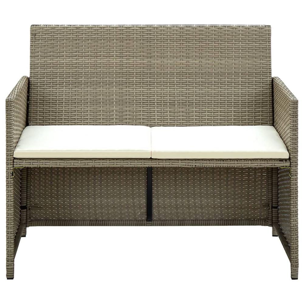 4 Piece Patio Lounge Set with Cushions Beige Poly Rattan. Picture 4