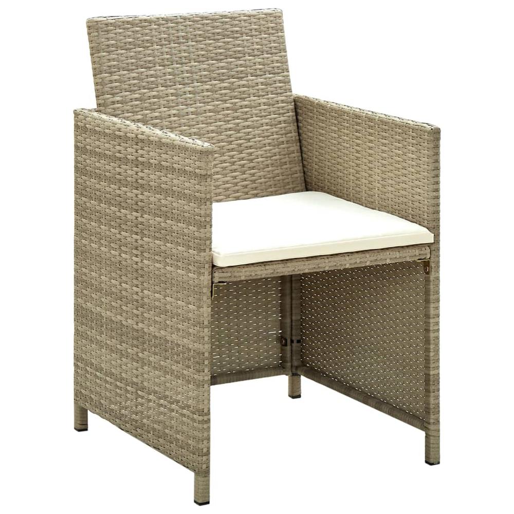 4 Piece Patio Lounge Set with Cushions Beige Poly Rattan. Picture 5