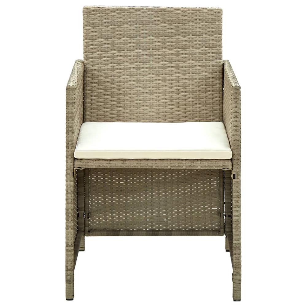 4 Piece Patio Lounge Set with Cushions Beige Poly Rattan. Picture 6