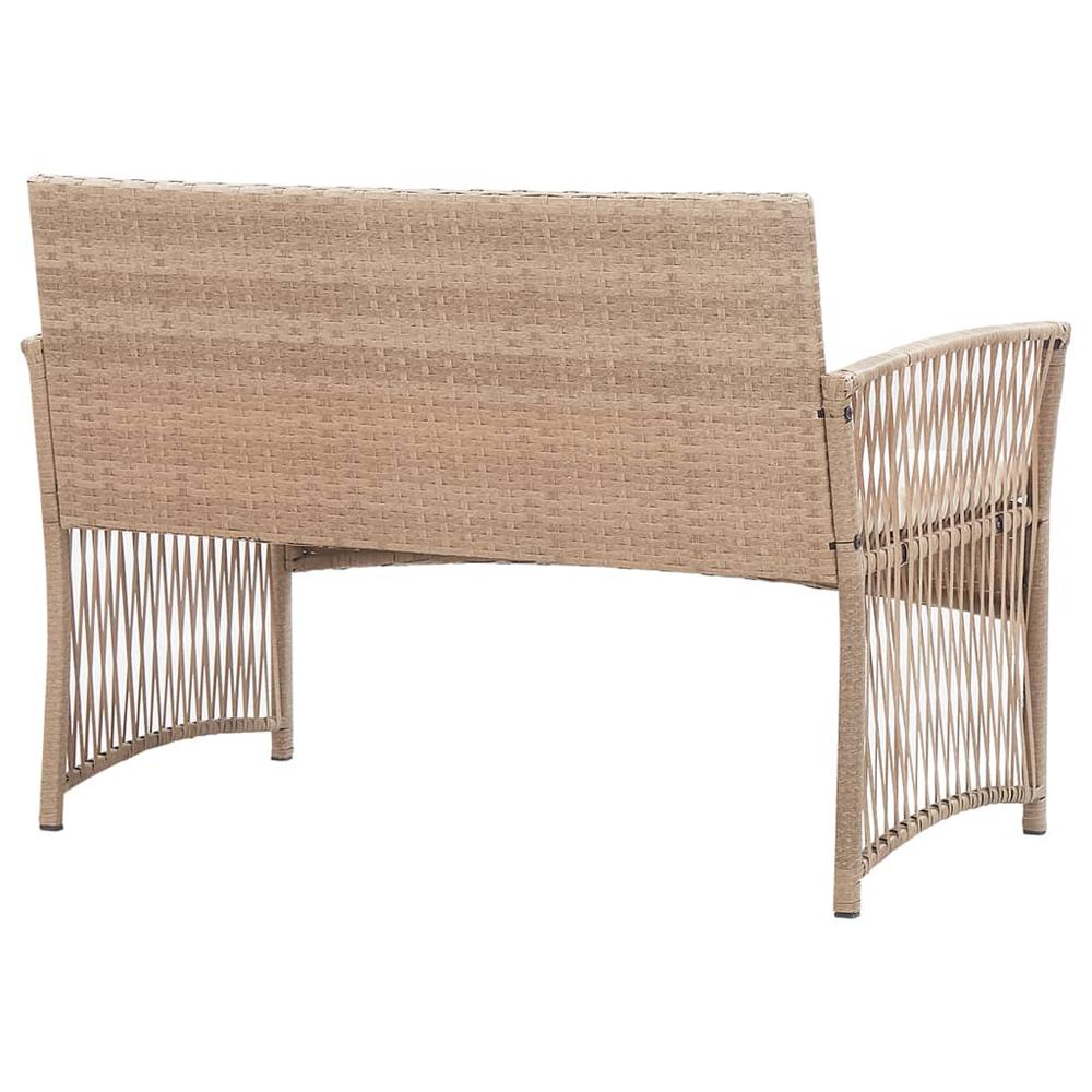 4 Piece Patio Lounge Set with Cushion Poly Rattan Beige. Picture 10