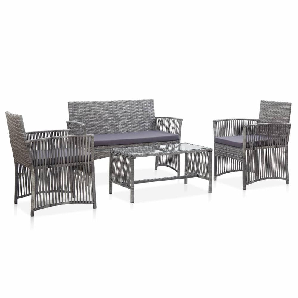 vidaXL 4 Piece Garden Lounge Set with Cushion Poly Rattan Anthracite, 46437. Picture 1