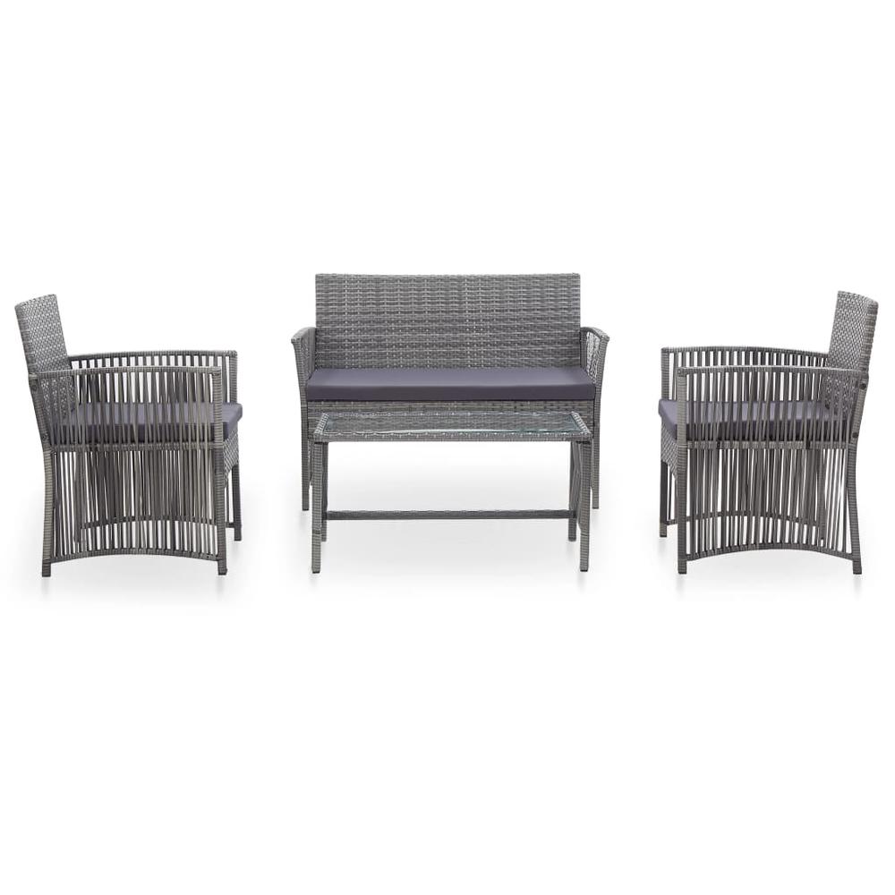 vidaXL 4 Piece Garden Lounge Set with Cushion Poly Rattan Anthracite, 46437. Picture 2