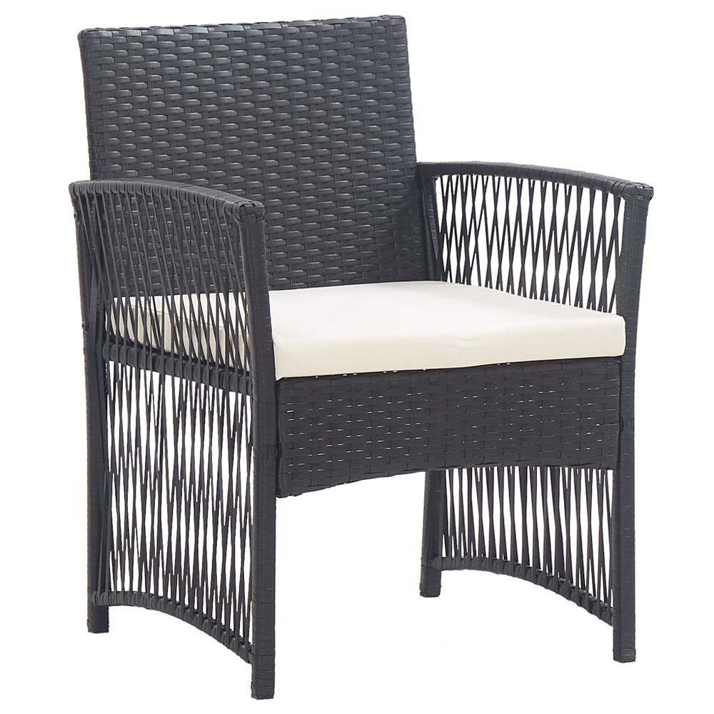 Patio Armchairs with Cushions 2 pcs Black Poly Rattan. Picture 1