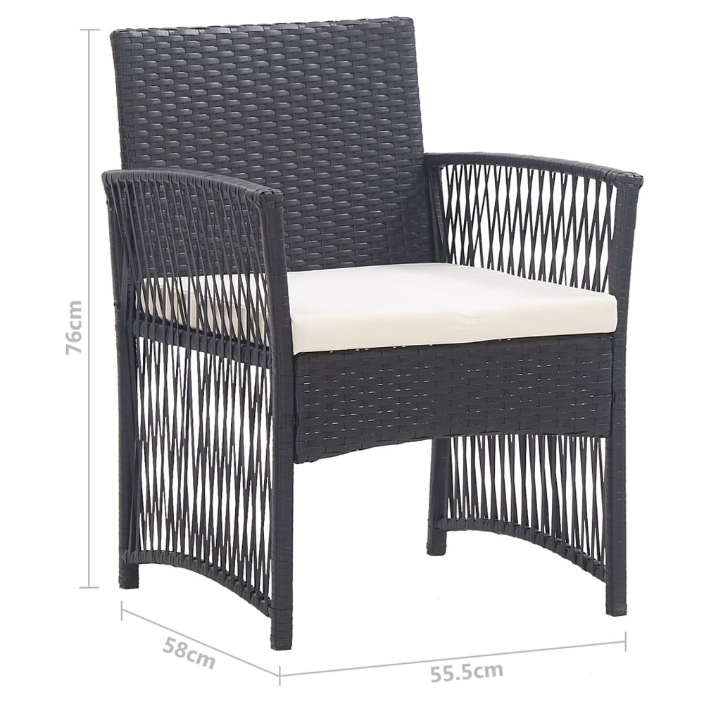 Patio Armchairs with Cushions 2 pcs Black Poly Rattan. Picture 7