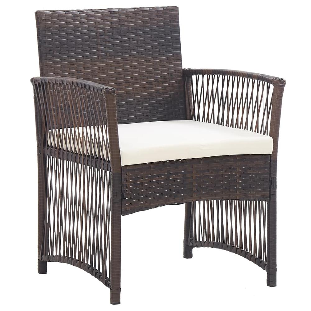 Patio Armchairs with Cushions 2 pcs Brown Poly Rattan. Picture 1