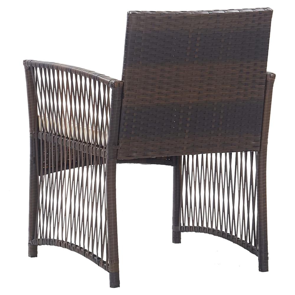 Patio Armchairs with Cushions 2 pcs Brown Poly Rattan. Picture 4