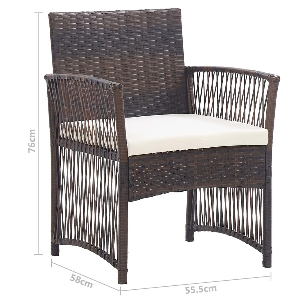 Patio Armchairs with Cushions 2 pcs Brown Poly Rattan. Picture 7