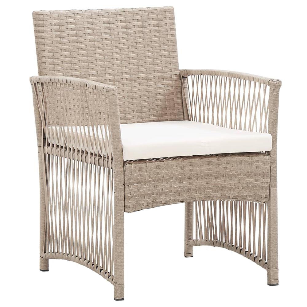 Patio Armchairs with Cushions 2 pcs Beige Poly Rattan. Picture 1