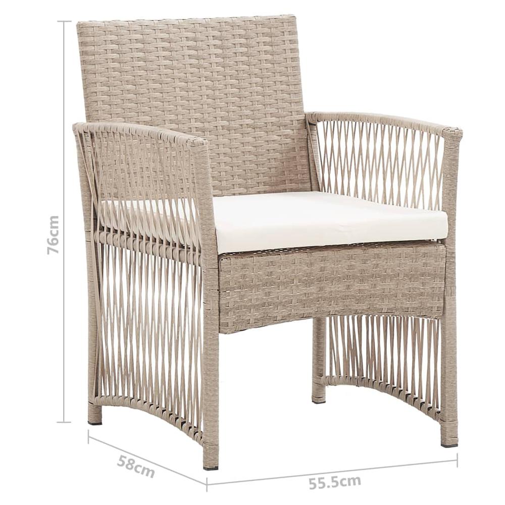 Patio Armchairs with Cushions 2 pcs Beige Poly Rattan. Picture 7