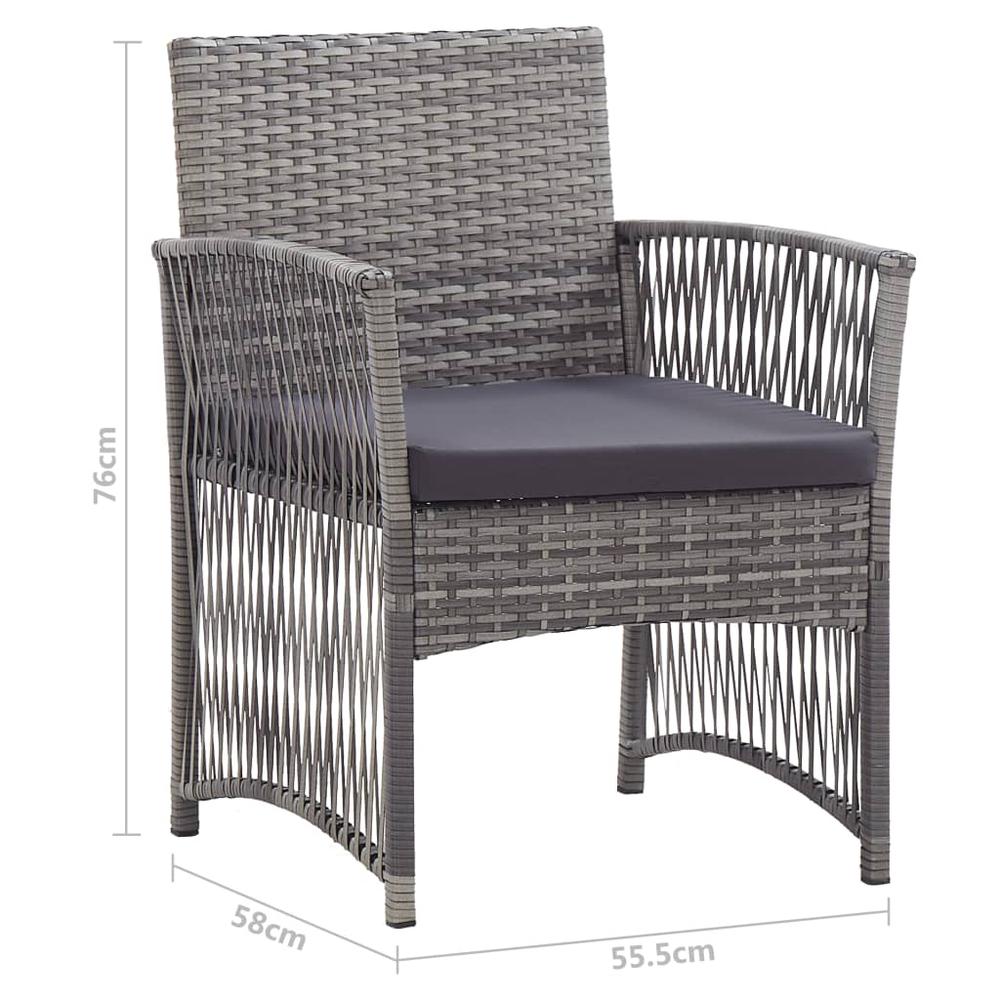 Patio Armchairs with Cushions 2 pcs Anthracite Poly Rattan. Picture 7