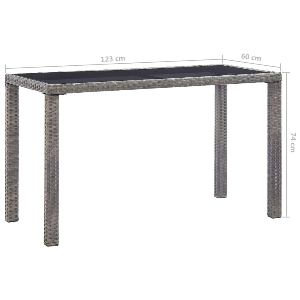 vidaXL Garden Table Anthracite 48.4"x23.6"x29.1" Poly Rattan, 46448. Picture 5