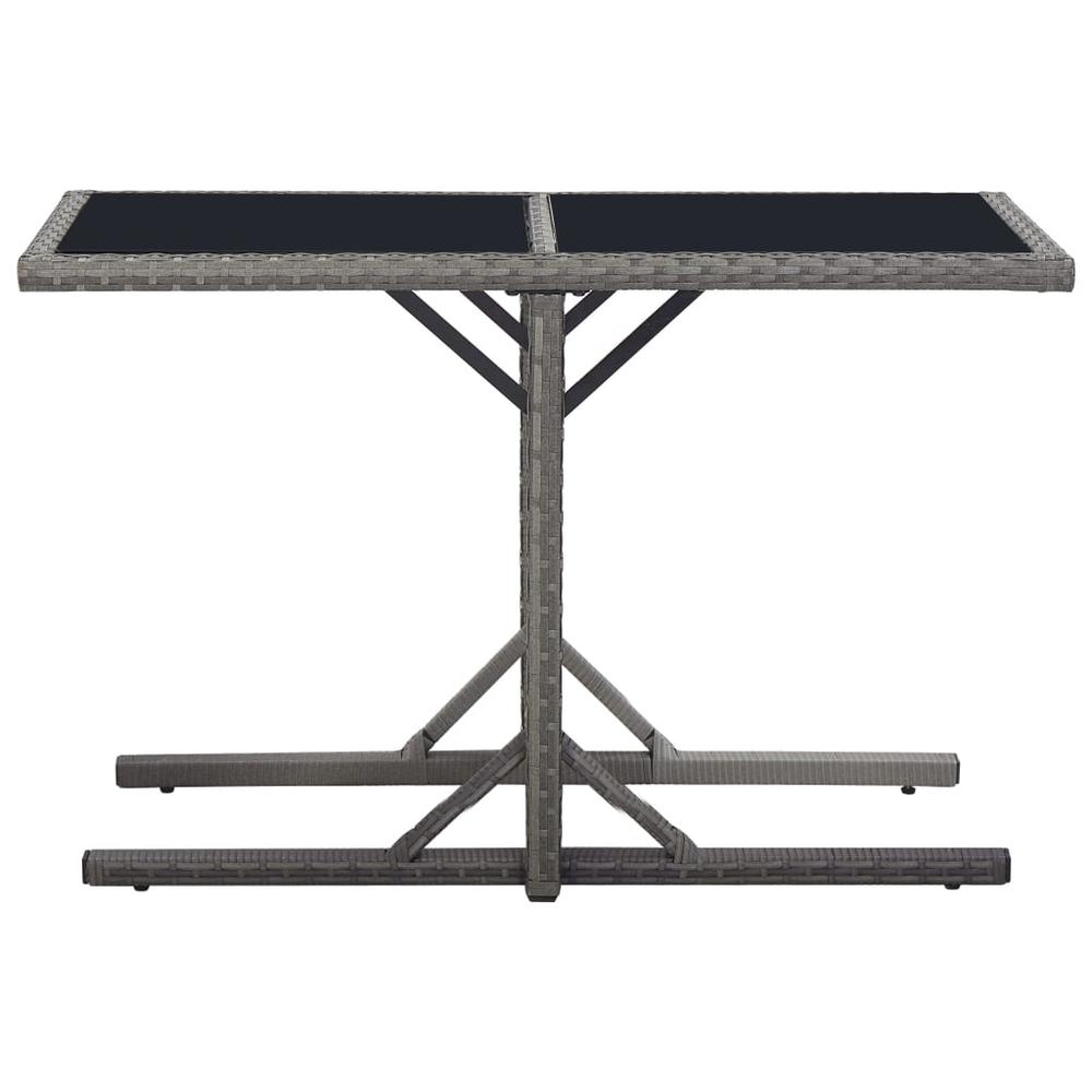 vidaXL Garden Table Black 43.3"x20.9"x28.3" Glass and Poly Rattan, 46452. Picture 2