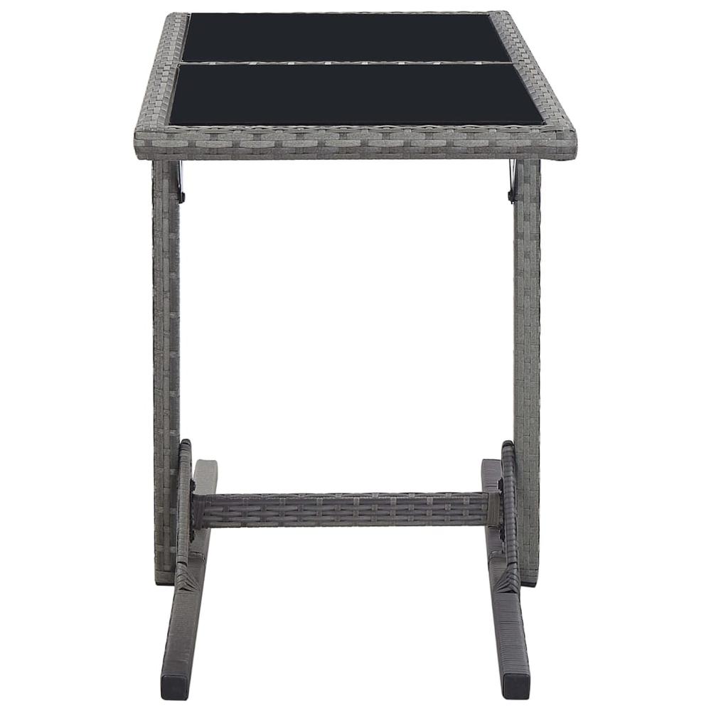 vidaXL Garden Table Black 43.3"x20.9"x28.3" Glass and Poly Rattan, 46452. Picture 3