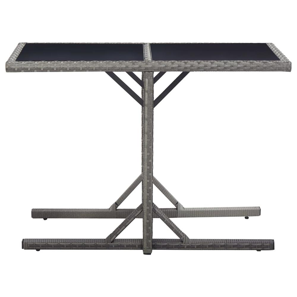 vidaXL Garden Table Anthracite 43.3"x20.9"x28.3" Glass and Poly Rattan, 46455. Picture 2
