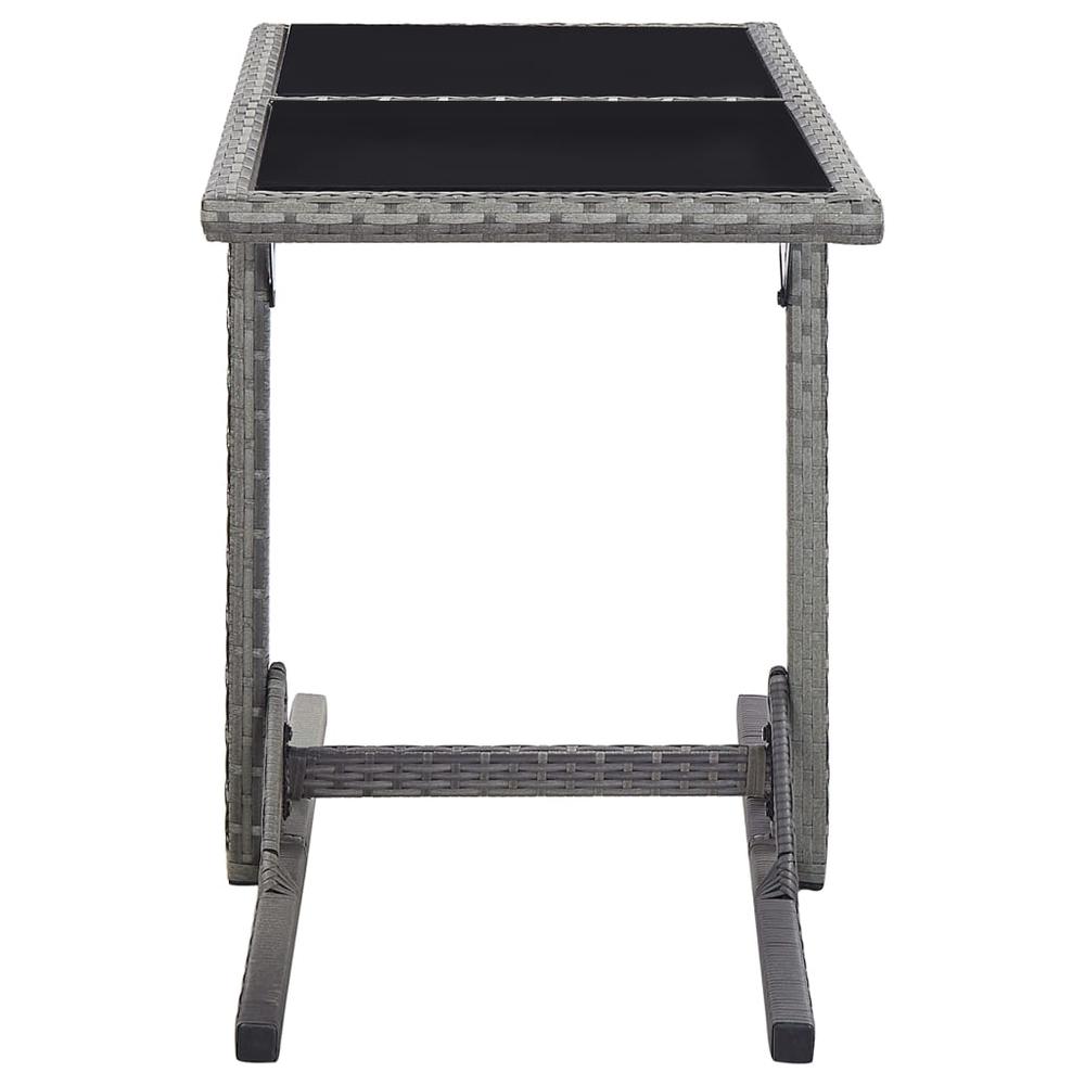 vidaXL Garden Table Anthracite 43.3"x20.9"x28.3" Glass and Poly Rattan, 46455. Picture 3