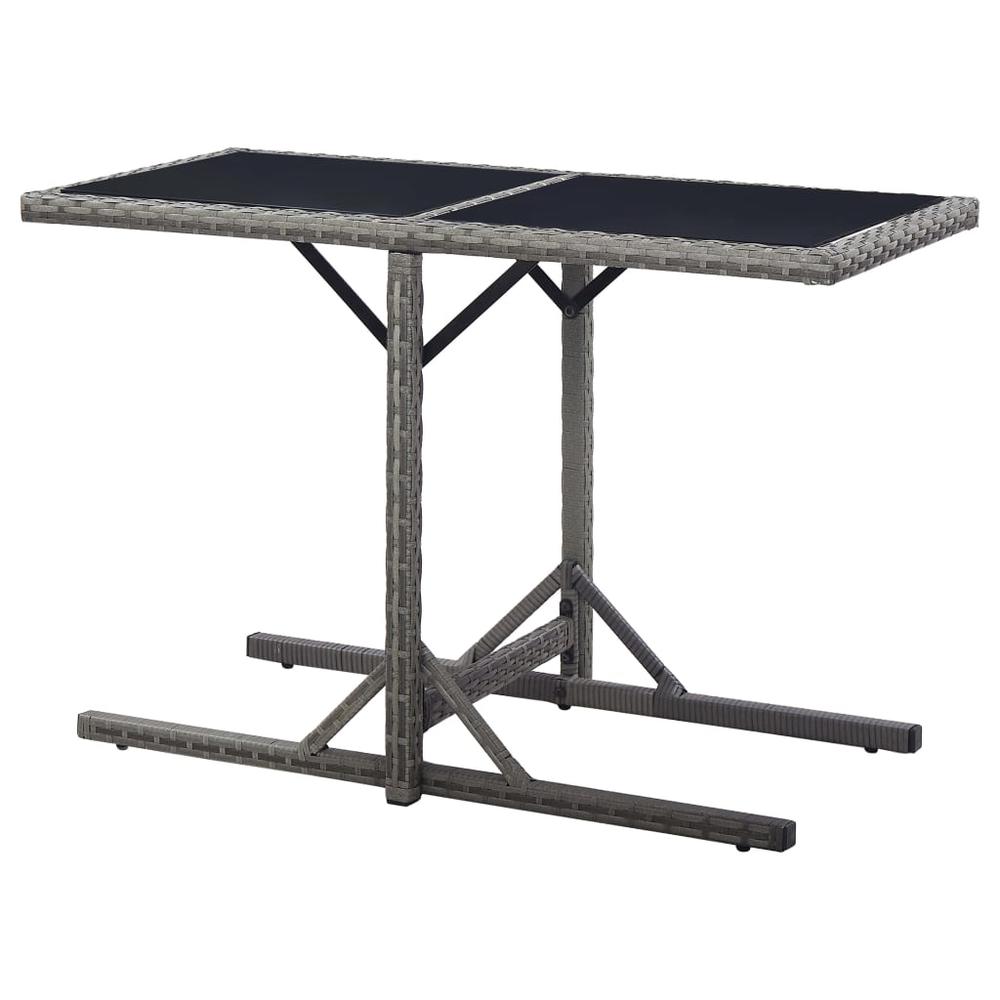 vidaXL Garden Table Anthracite 43.3"x20.9"x28.3" Glass and Poly Rattan, 46455. Picture 4