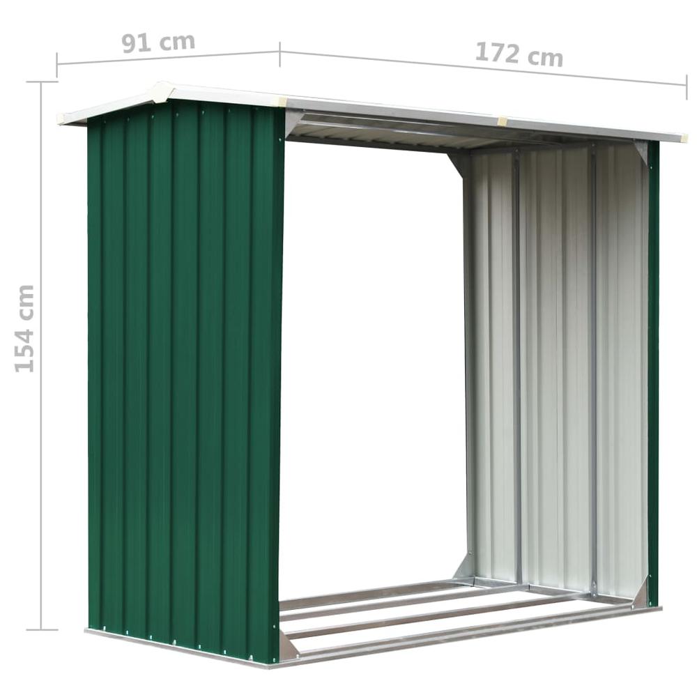 vidaXL Log Storage Shed Galvanized Steel 67.7"x35.8"x60.6" Green 7080. Picture 6