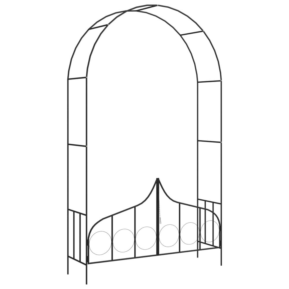 vidaXL Garden Arch with Gate Black 54.3"x15.7"x93.7" Iron 7092. Picture 1