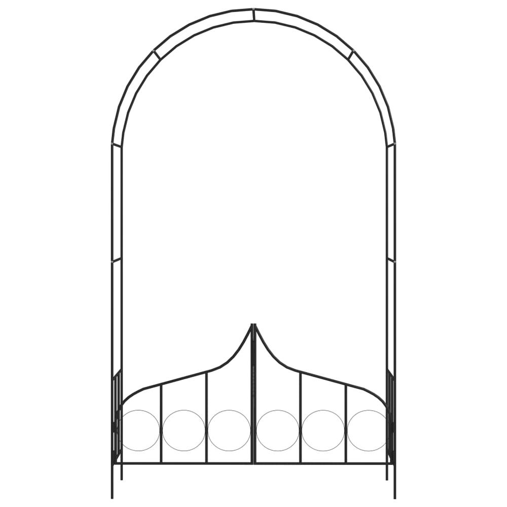 vidaXL Garden Arch with Gate Black 54.3"x15.7"x93.7" Iron 7092. Picture 2