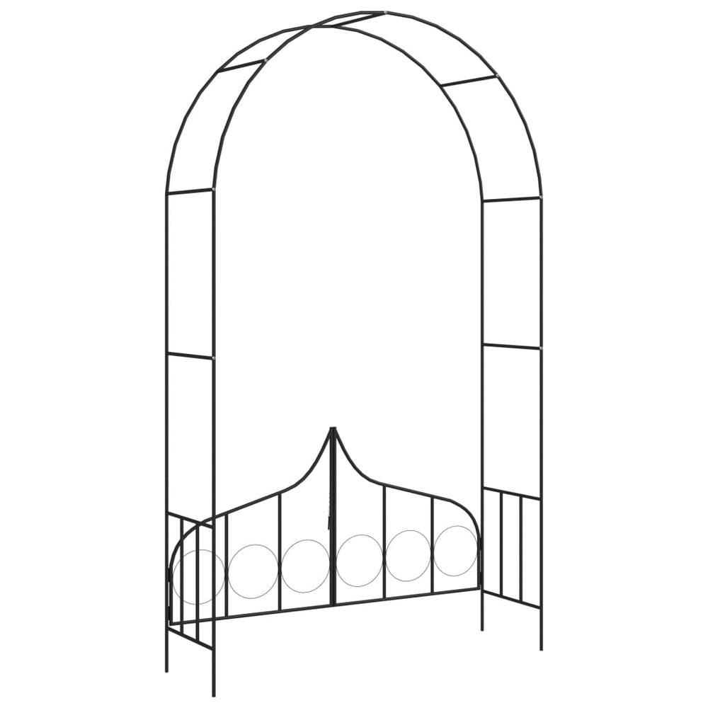 vidaXL Garden Arch with Gate Black 54.3"x15.7"x93.7" Iron 7092. Picture 4