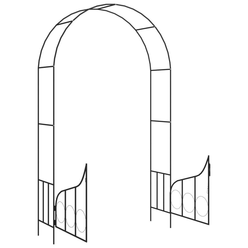 vidaXL Garden Arch with Gate Black 54.3"x15.7"x93.7" Iron 7092. Picture 5