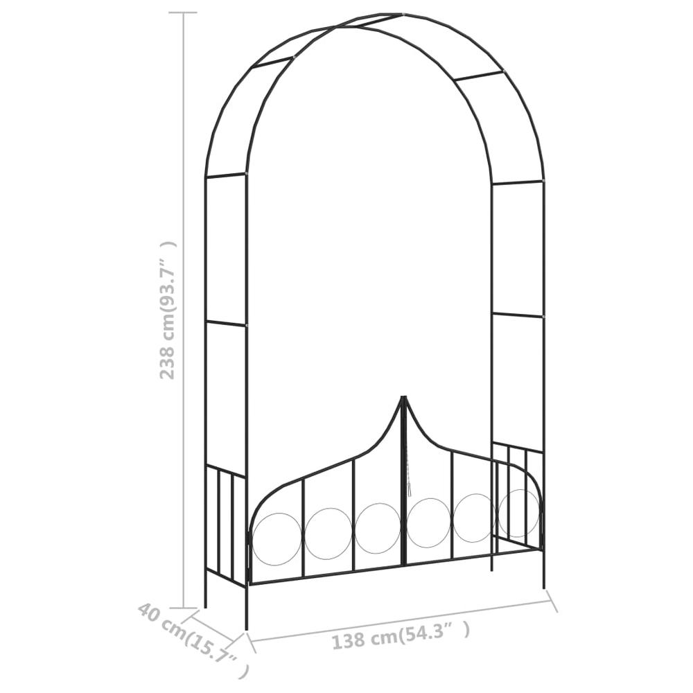 vidaXL Garden Arch with Gate Black 54.3"x15.7"x93.7" Iron 7092. Picture 7