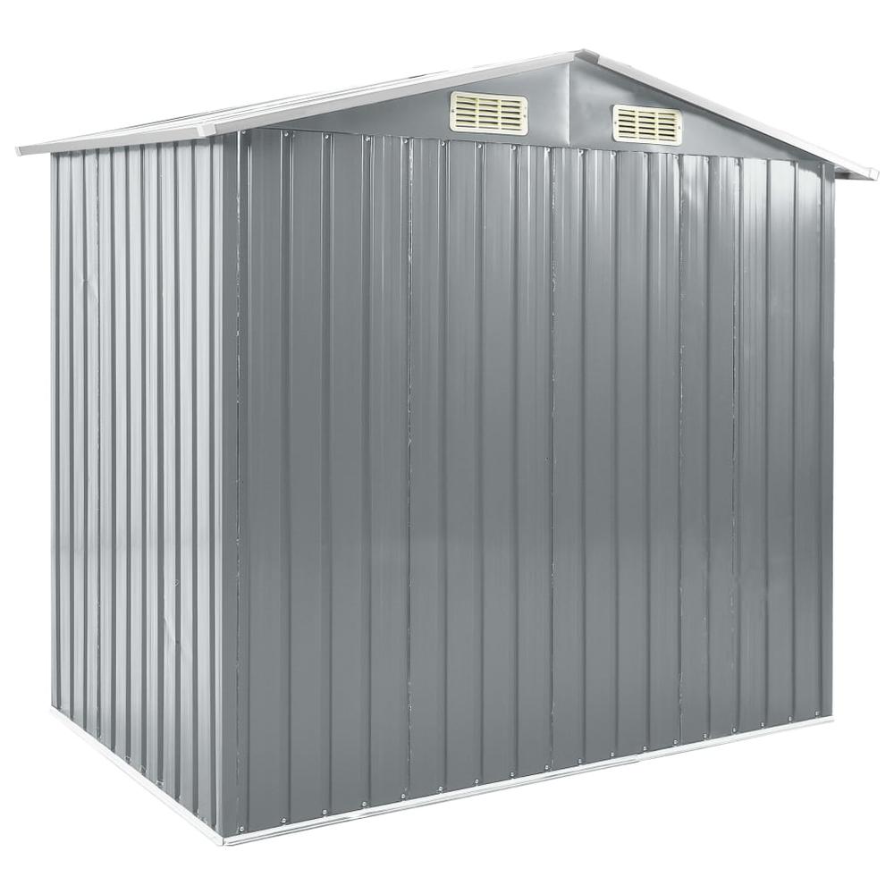 vidaXL Garden Shed with Rack Gray 80.7"x51.2"x72" Iron 7103. Picture 6