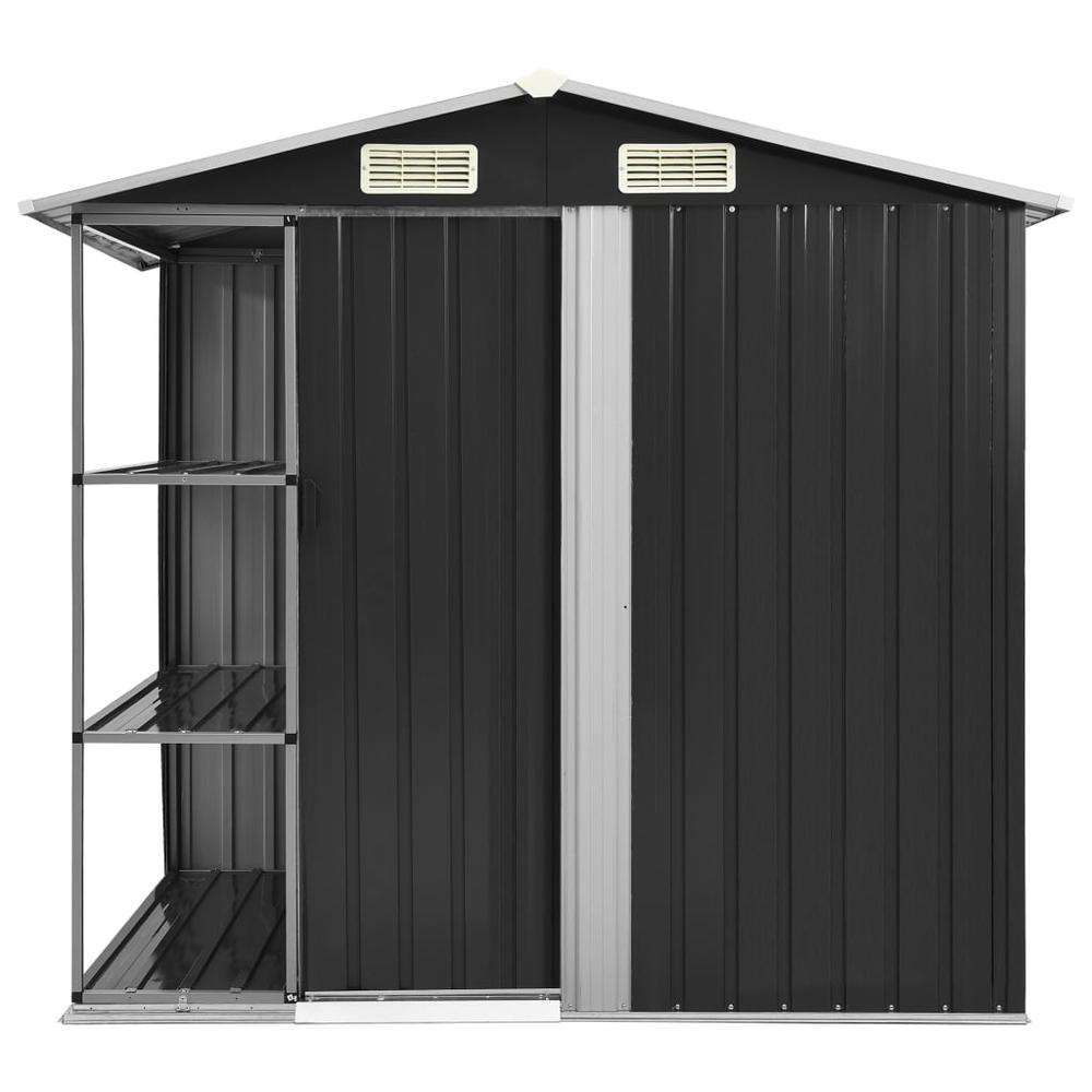 vidaXL Garden Shed with Rack Anthracite 80.7"x51.2"x72" Iron 7106. Picture 3