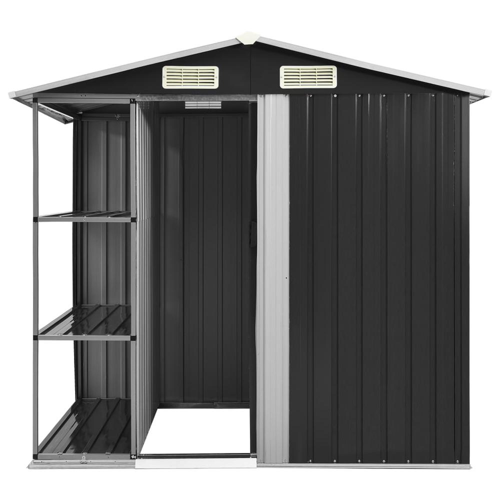 vidaXL Garden Shed with Rack Anthracite 80.7"x51.2"x72" Iron 7106. Picture 4