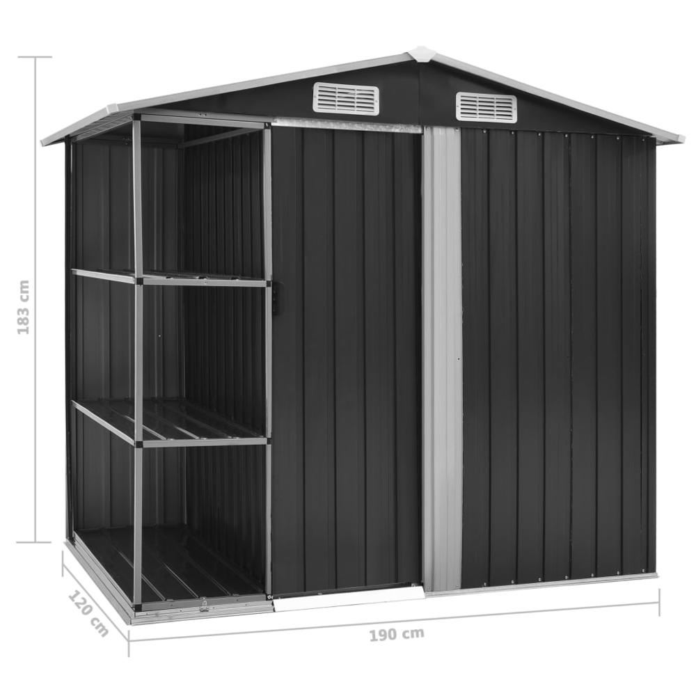 vidaXL Garden Shed with Rack Anthracite 80.7"x51.2"x72" Iron 7106. Picture 8