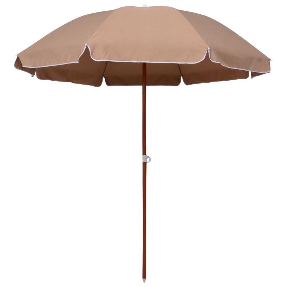 vidaXL Parasol with Steel Pole 94.5" Taupe 7802. Picture 1