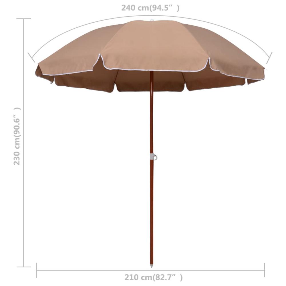 vidaXL Parasol with Steel Pole 94.5" Taupe 7802. Picture 5