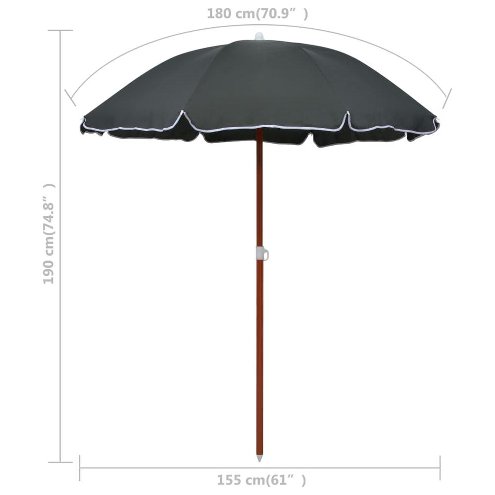 vidaXL Parasol with Steel Pole 70.9" Anthracite 7804. Picture 5