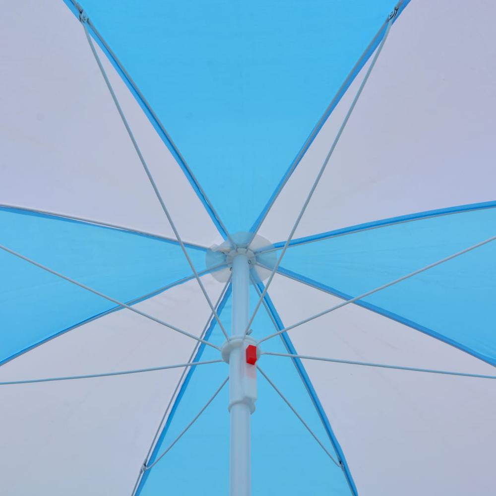 vidaXL Beach Umbrella Shelter Blue and White 70.9" Fabric 7807. Picture 2