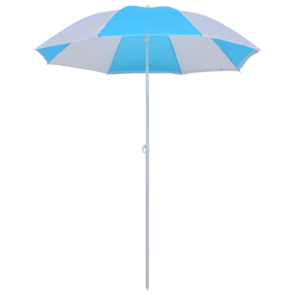 vidaXL Beach Umbrella Shelter Blue and White 70.9" Fabric 7807. Picture 3
