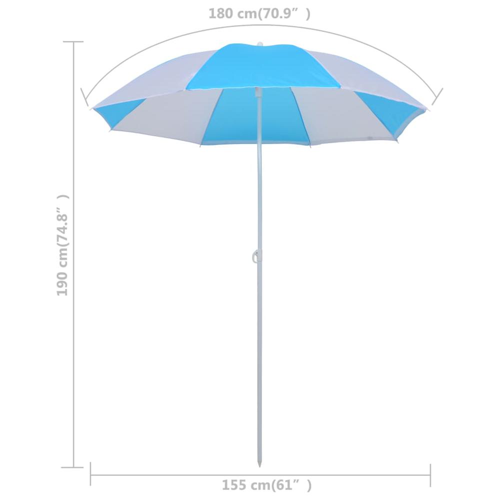 vidaXL Beach Umbrella Shelter Blue and White 70.9" Fabric 7807. Picture 5