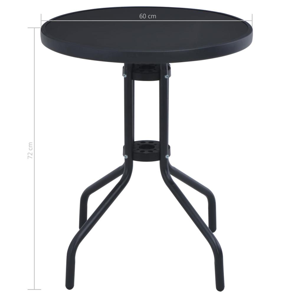 vidaXL Garden Table Black 23.6" Steel and Glass, 47252. Picture 4