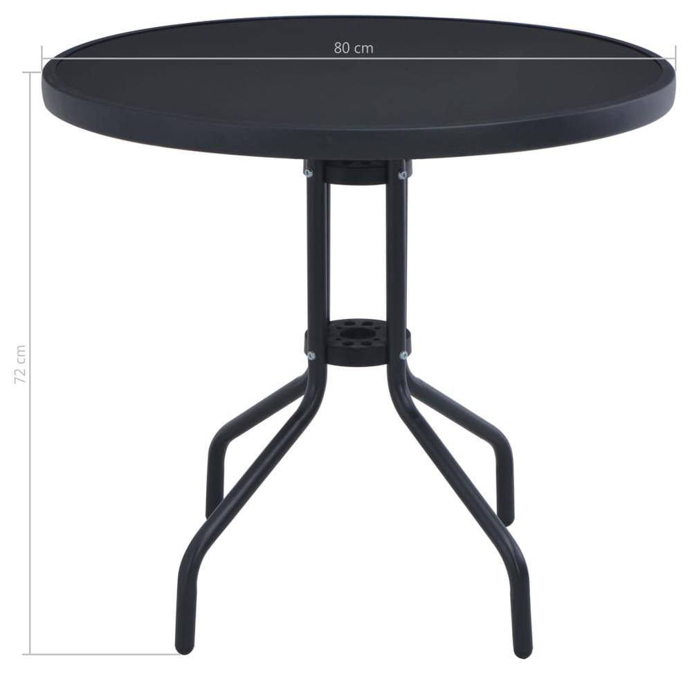 vidaXL Garden Table Black 31.5"  Steel and Glass, 47253. Picture 4