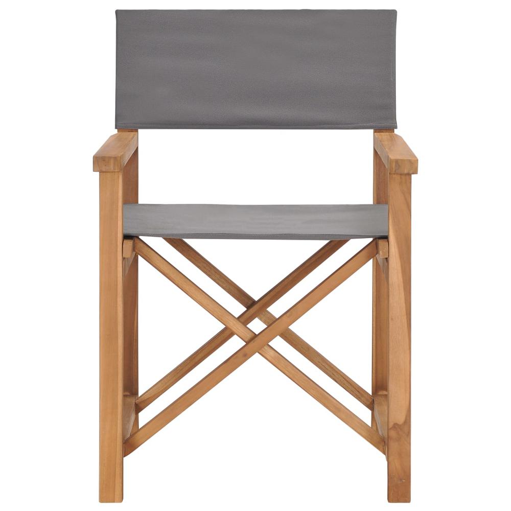 vidaXL Director's Chair Solid Teak Wood Gray, 47411. Picture 2