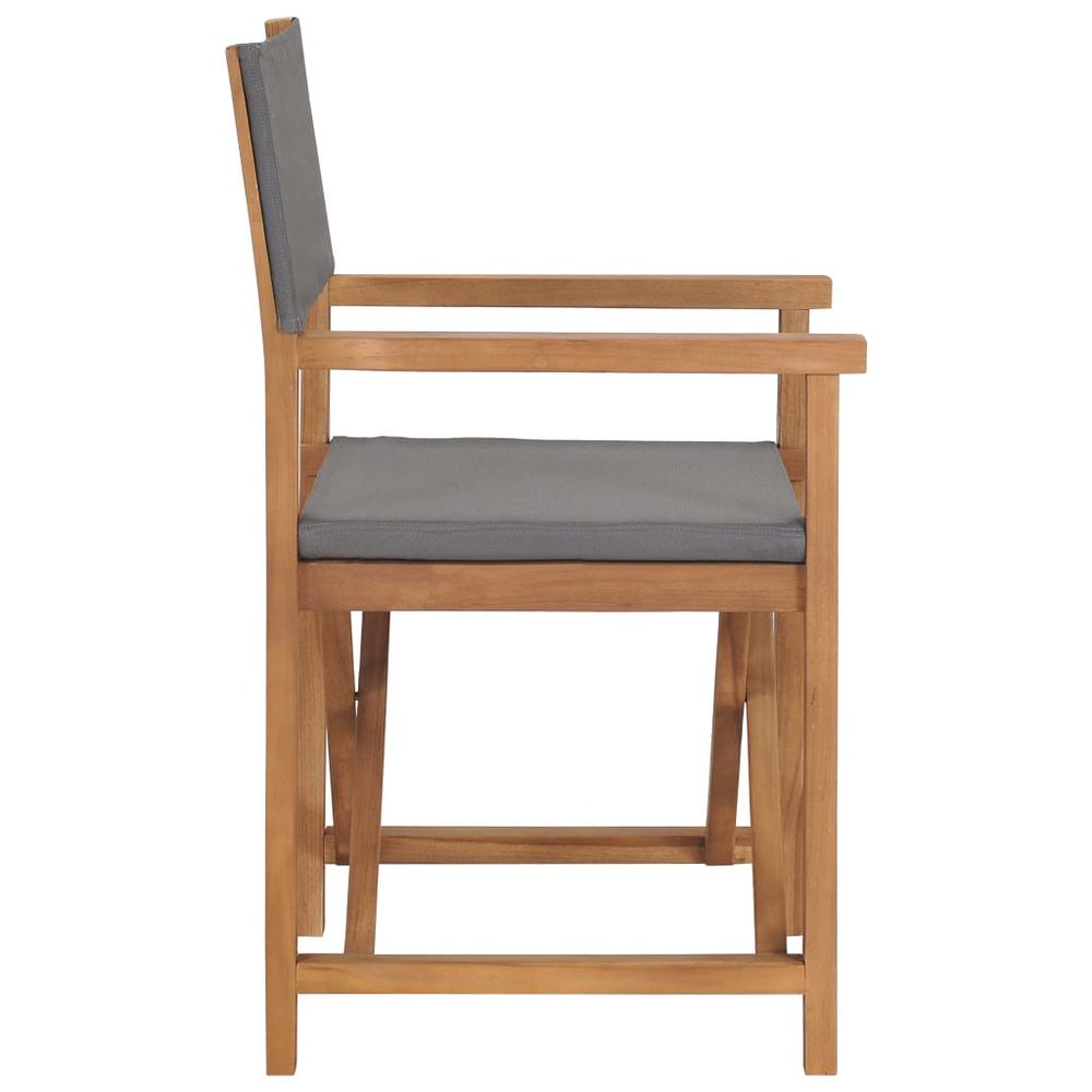 vidaXL Director's Chair Solid Teak Wood Gray, 47411. Picture 3