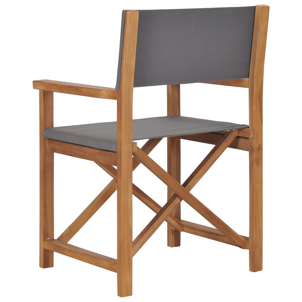 vidaXL Director's Chair Solid Teak Wood Gray, 47411. Picture 4