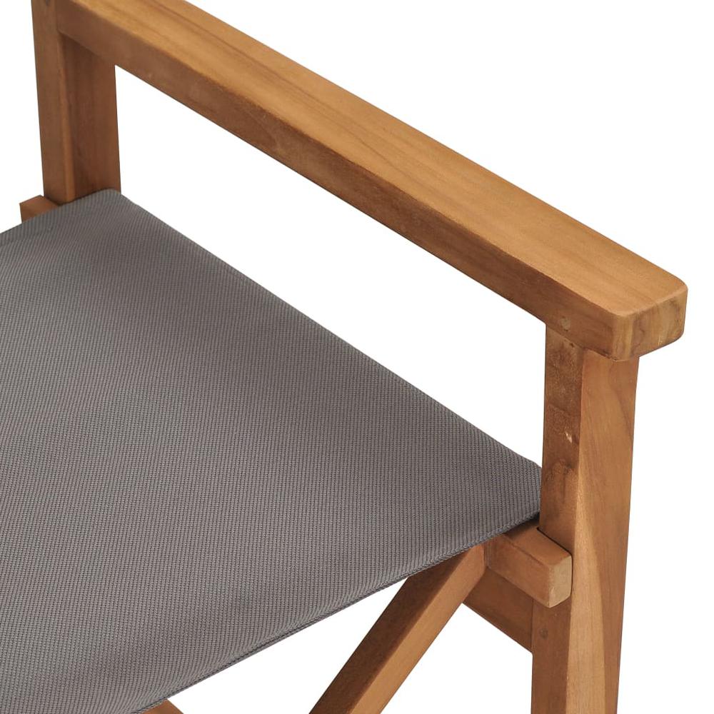 vidaXL Director's Chair Solid Teak Wood Gray, 47411. Picture 7