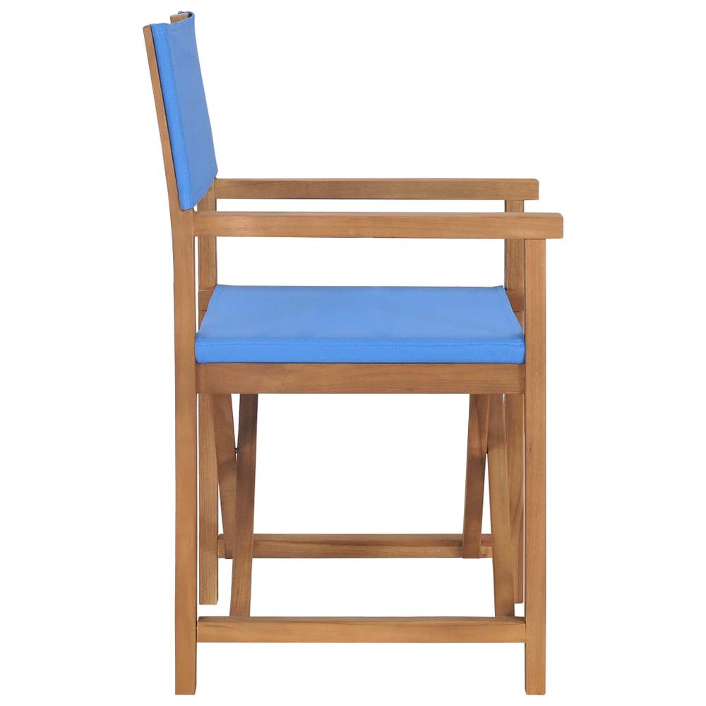 vidaXL Director's Chair Solid Teak Wood Blue, 47412. Picture 3
