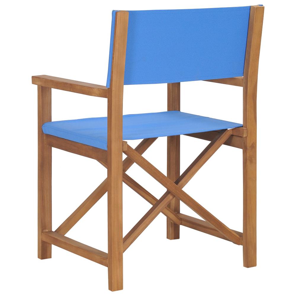 vidaXL Director's Chair Solid Teak Wood Blue, 47412. Picture 4
