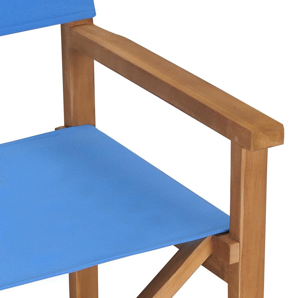 vidaXL Director's Chair Solid Teak Wood Blue, 47412. Picture 6