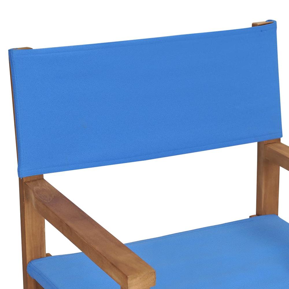 vidaXL Director's Chair Solid Teak Wood Blue, 47412. Picture 7
