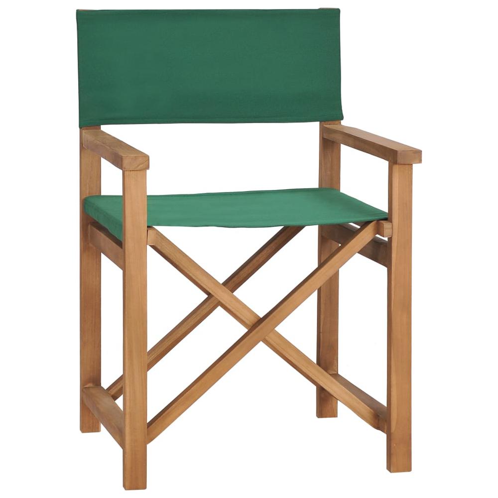 vidaXL Director's Chair Solid Teak Wood Green, 47413. Picture 1